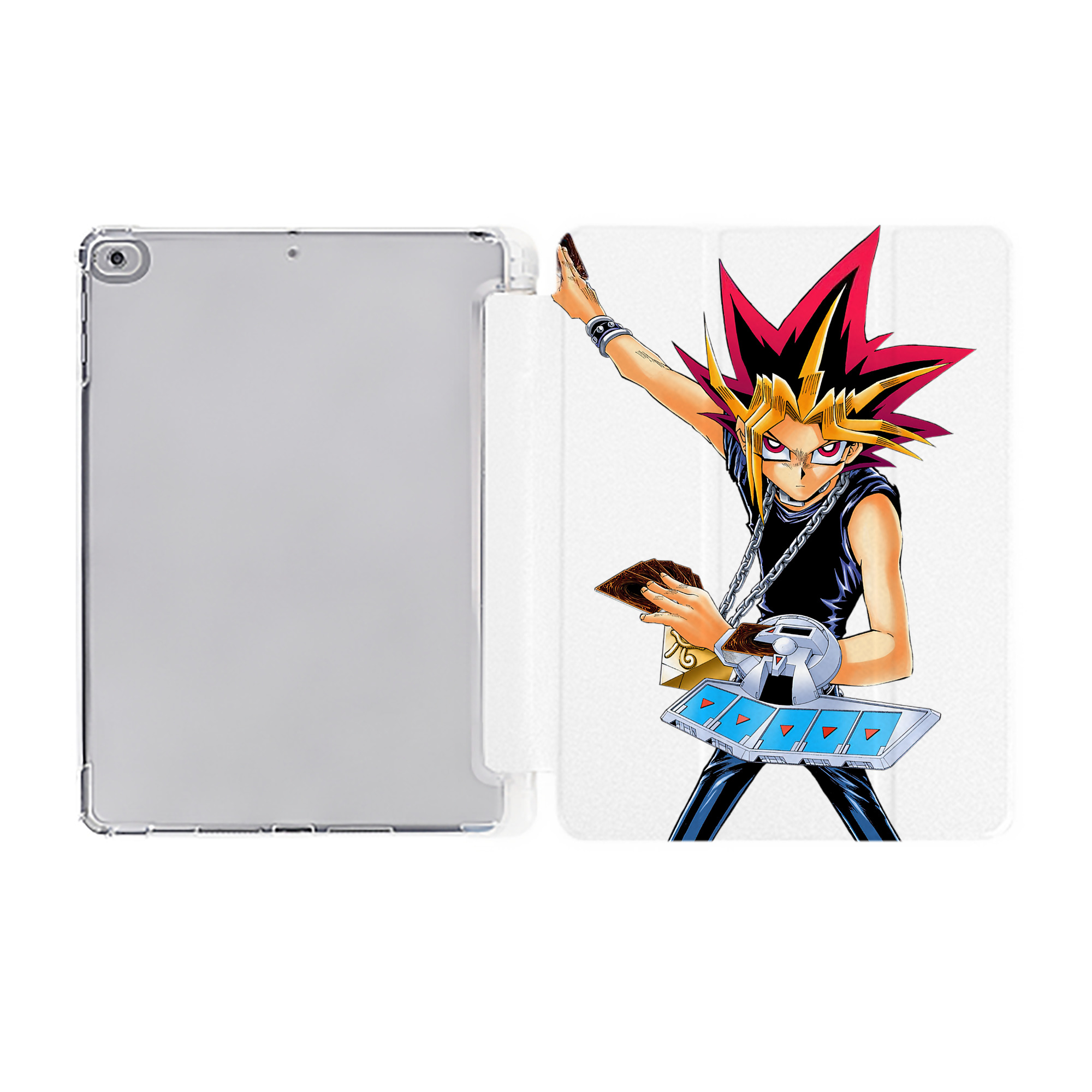 （画像用） 遊☆戯☆王 Yu-Gi-Oh! IPad ケース ペン収納付き 三つ折りスタンド PUレザー×シリコン 対応機種9.5/10.5/10.9インチ